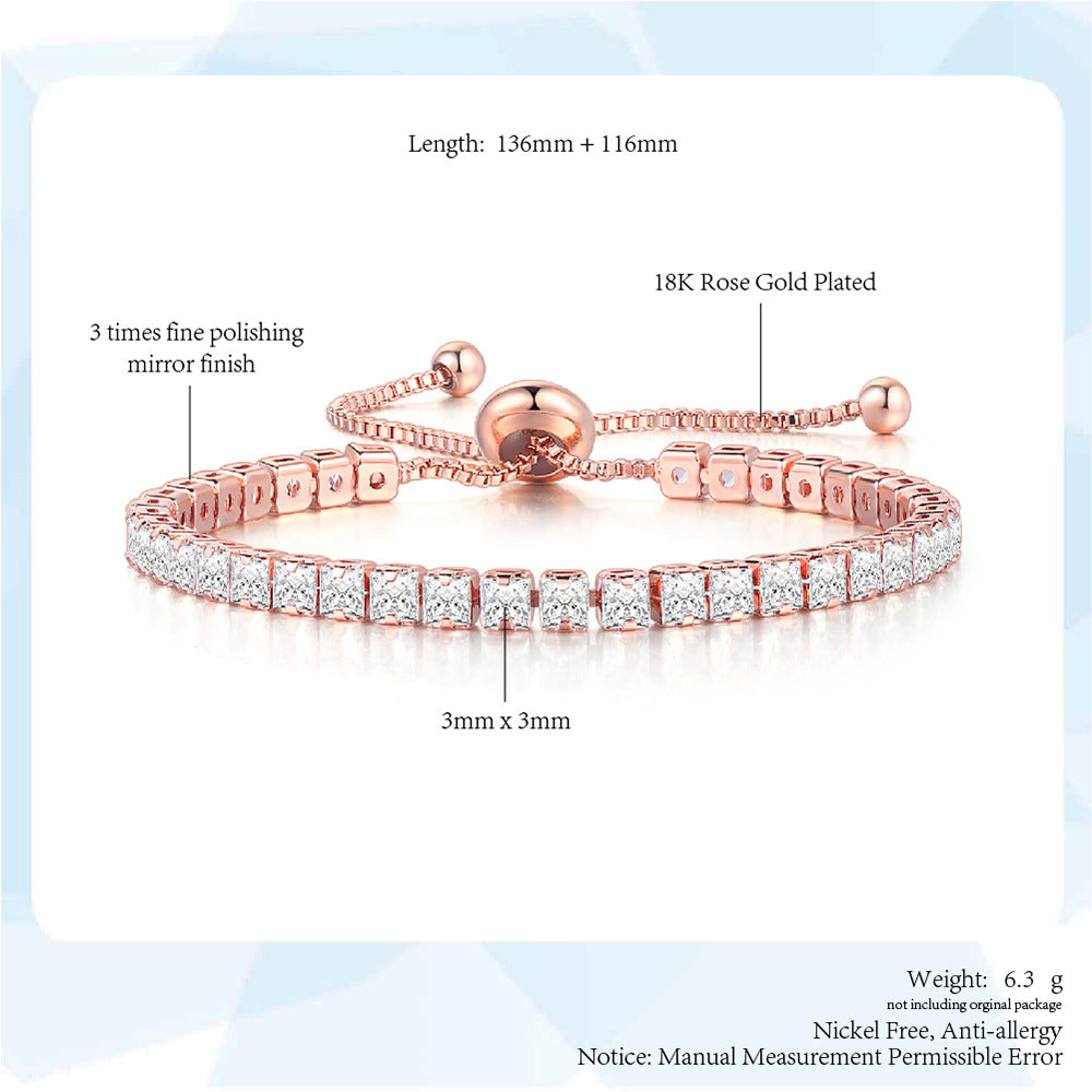 10pcs/lot 2.5/3/4mm Square CZ Paved Adjustable Tennis Bracelets Women Bracelets Charms Beads Beyond