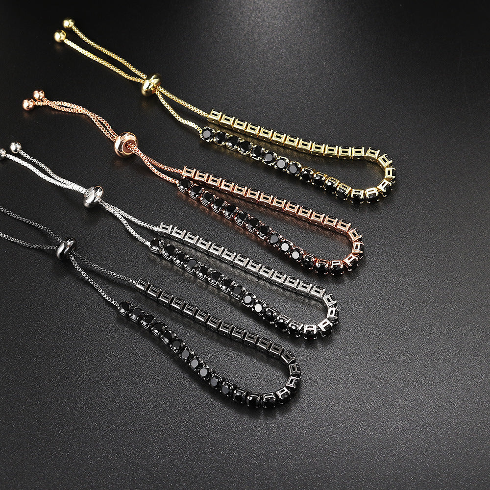 10pcs/lot Black CZ Paved Adjustable Tennis Bracelets Women Bracelets Charms Beads Beyond
