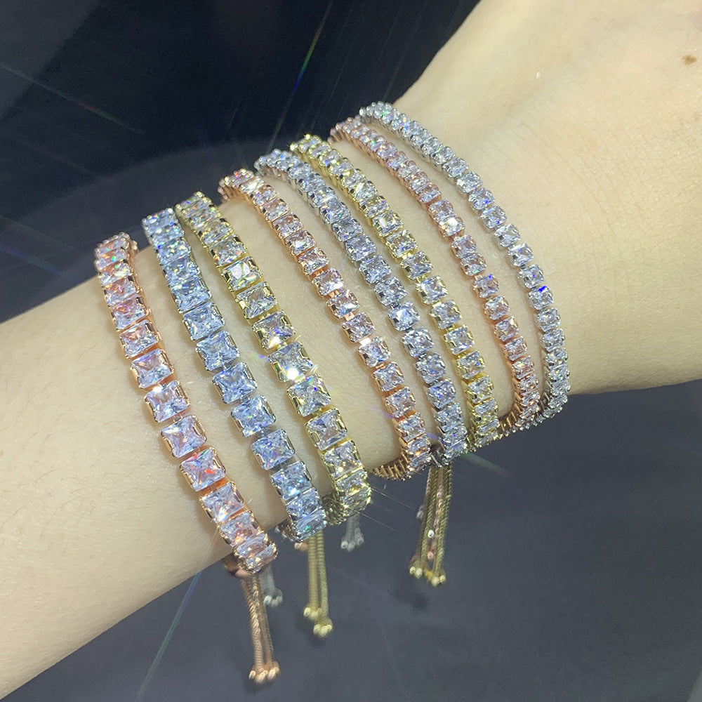 10pcs/lot 2.5/3/4mm Square CZ Paved Adjustable Tennis Bracelets Women Bracelets Charms Beads Beyond