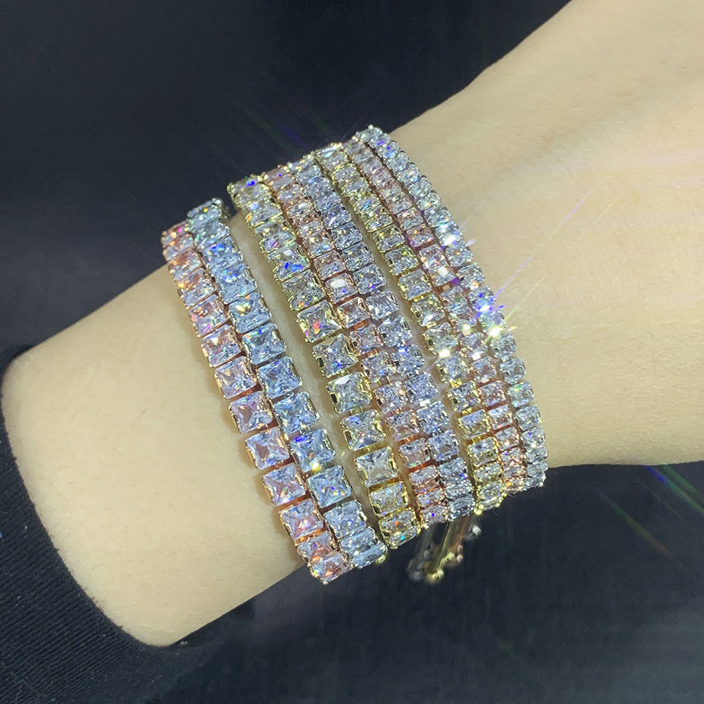 10pcs/lot 2.5/3/4mm Square CZ Paved Adjustable Tennis Bracelets Women Bracelets Charms Beads Beyond