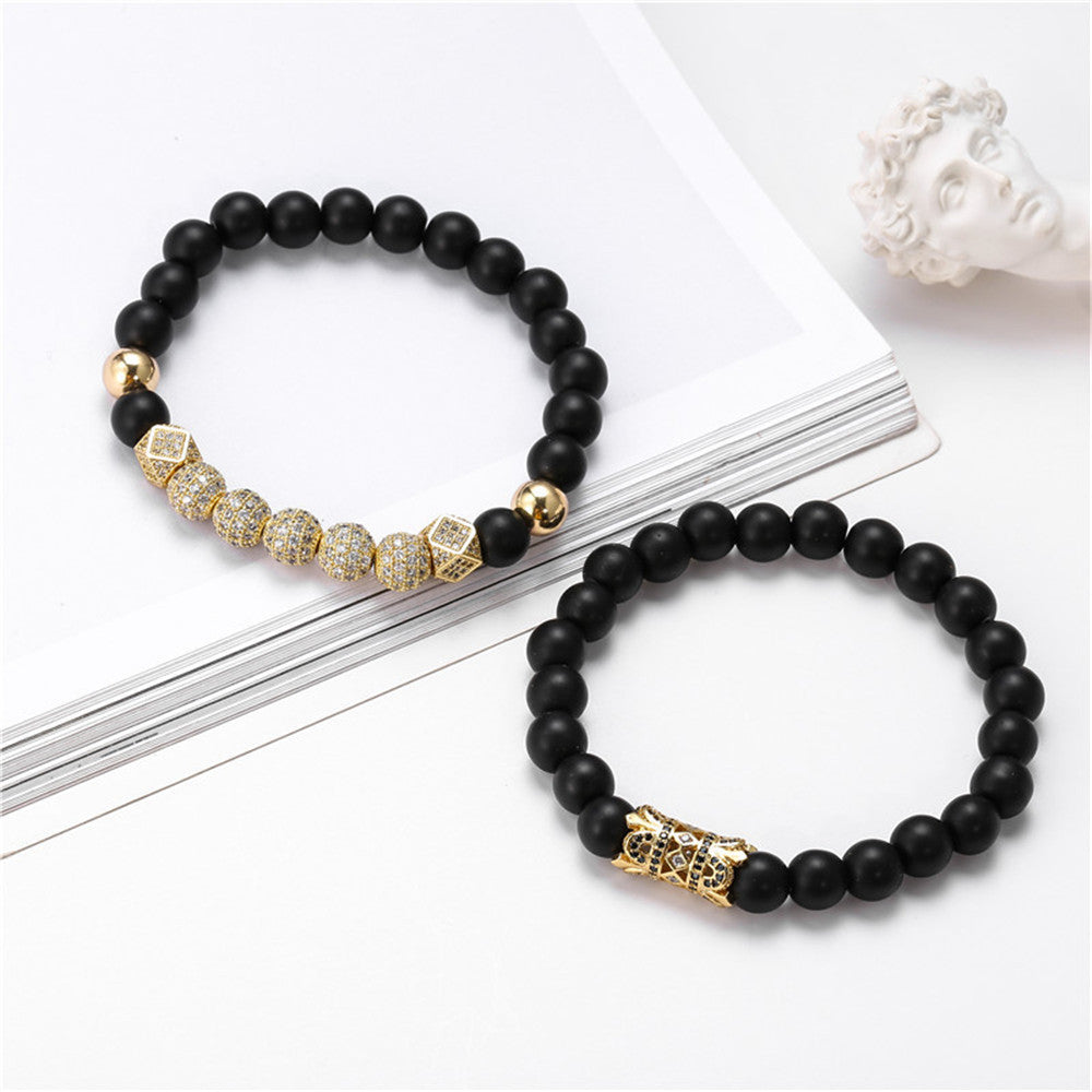 5 sets/lot 8mm CZ Paved Ball Matte Stone Beads Bracelets Men Bracelets Charms Beads Beyond
