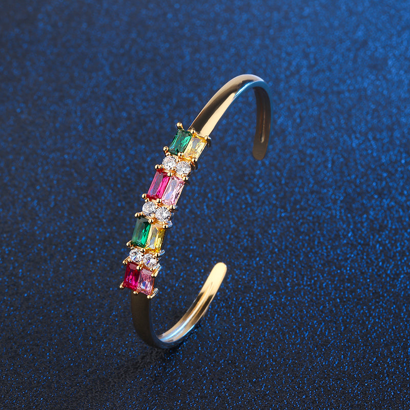 2pcs/lot Multicolor CZ Paved Open Bracelet Women Bracelets Charms Beads Beyond