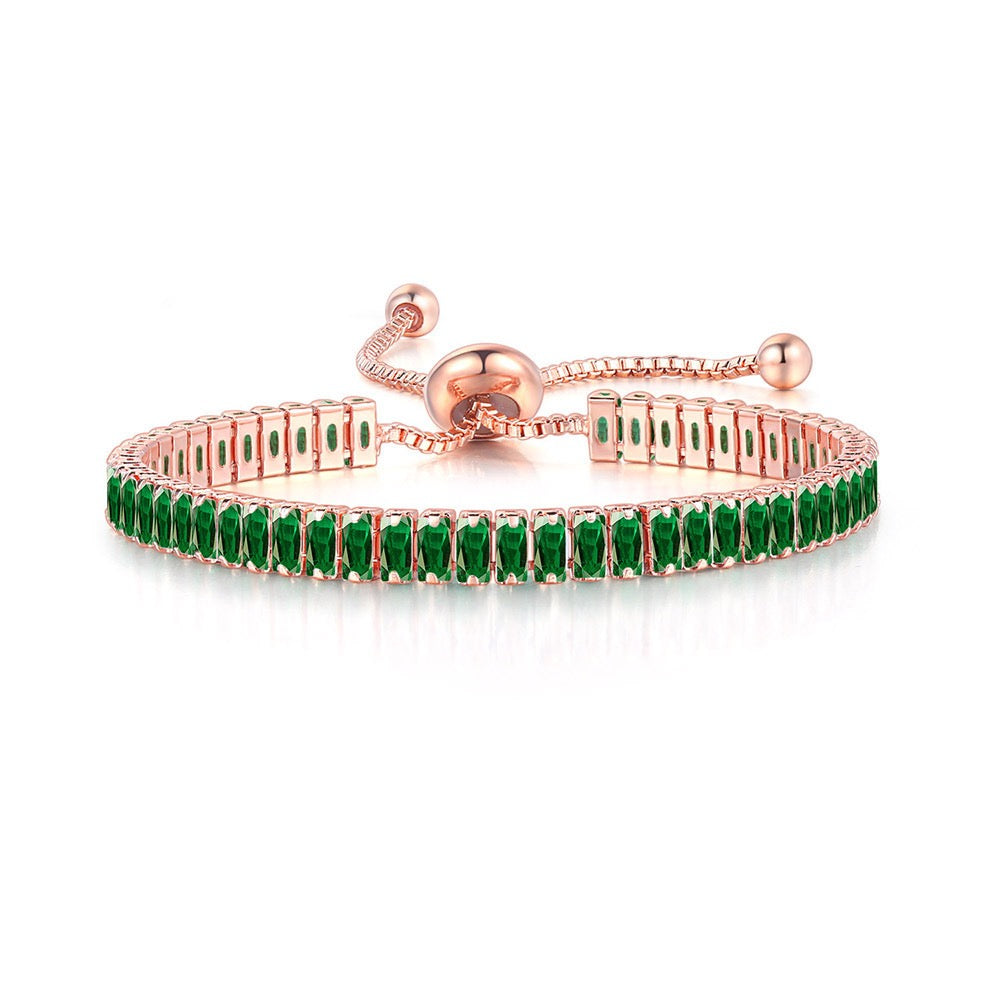 5pcs/lot Gold Plated 2.5*5mm Multicolor CZ Paved Adjustable Bracelet Green on Rose Gold Women Bracelets Charms Beads Beyond