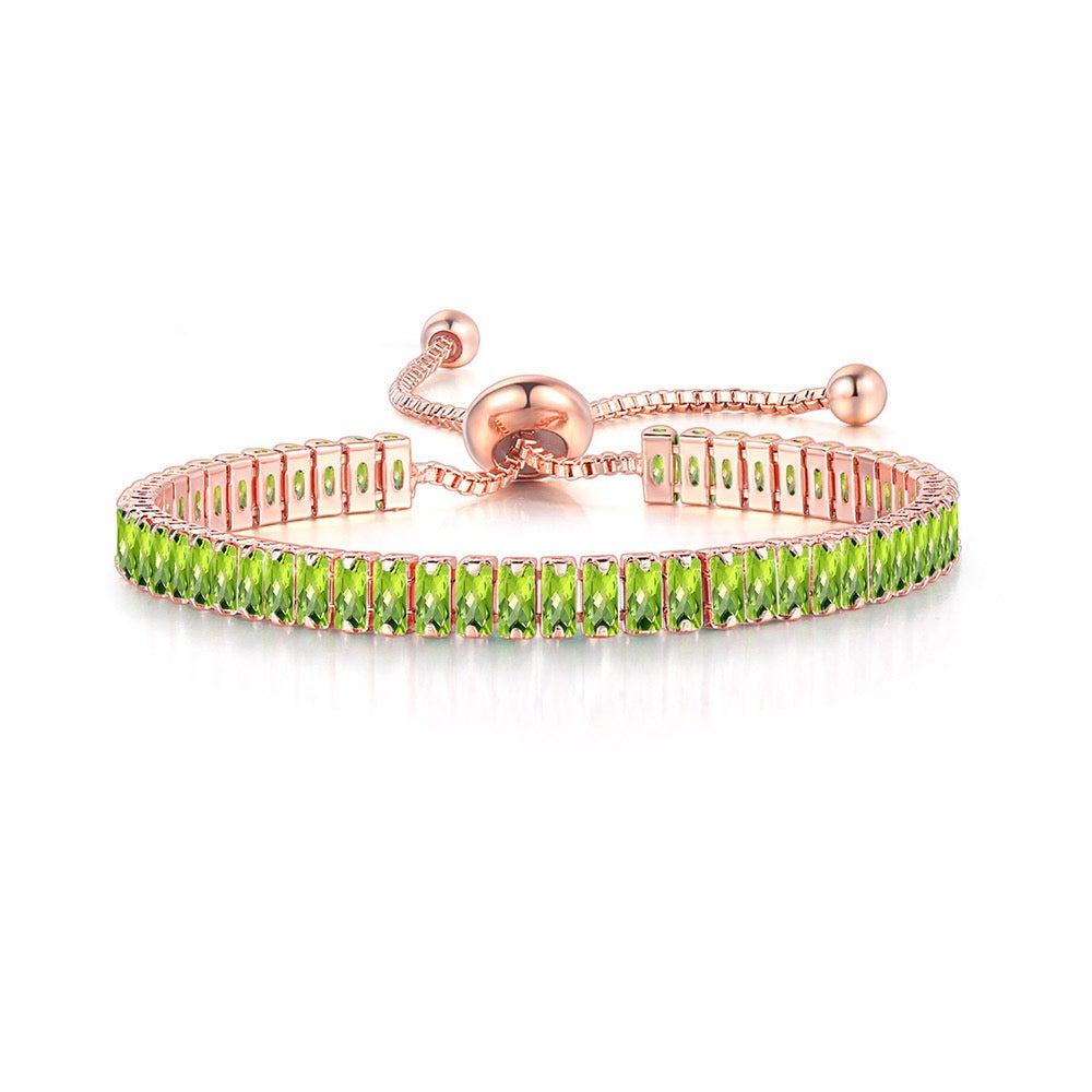5pcs/lot Gold Plated 2.5*5mm Multicolor CZ Paved Adjustable Bracelet Light Green on Rose Gold Women Bracelets Charms Beads Beyond