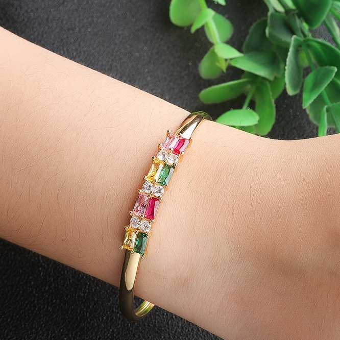 2pcs/lot Multicolor CZ Paved Open Bracelet Women Bracelets Charms Beads Beyond