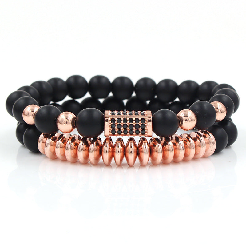 5 sets/lot 8mm Matte Stone Beads Hematite Bracelets Rose Gold Men Bracelets Charms Beads Beyond