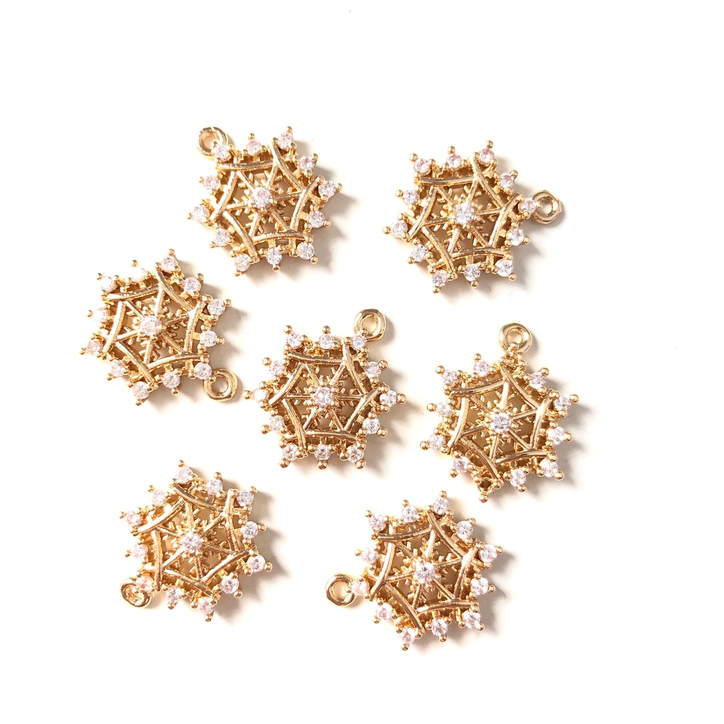 10pcs/lot 18*16mm CZ Paved Snowflake Charms CZ Paved Charms Christmas Small Sizes Charms Beads Beyond
