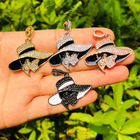 10pcs/lot 34*28mm CZ Afro Girl Lady in Hat Charms Mix Colors CZ Paved Charms Afro Girl/Queen Charms Charms Beads Beyond