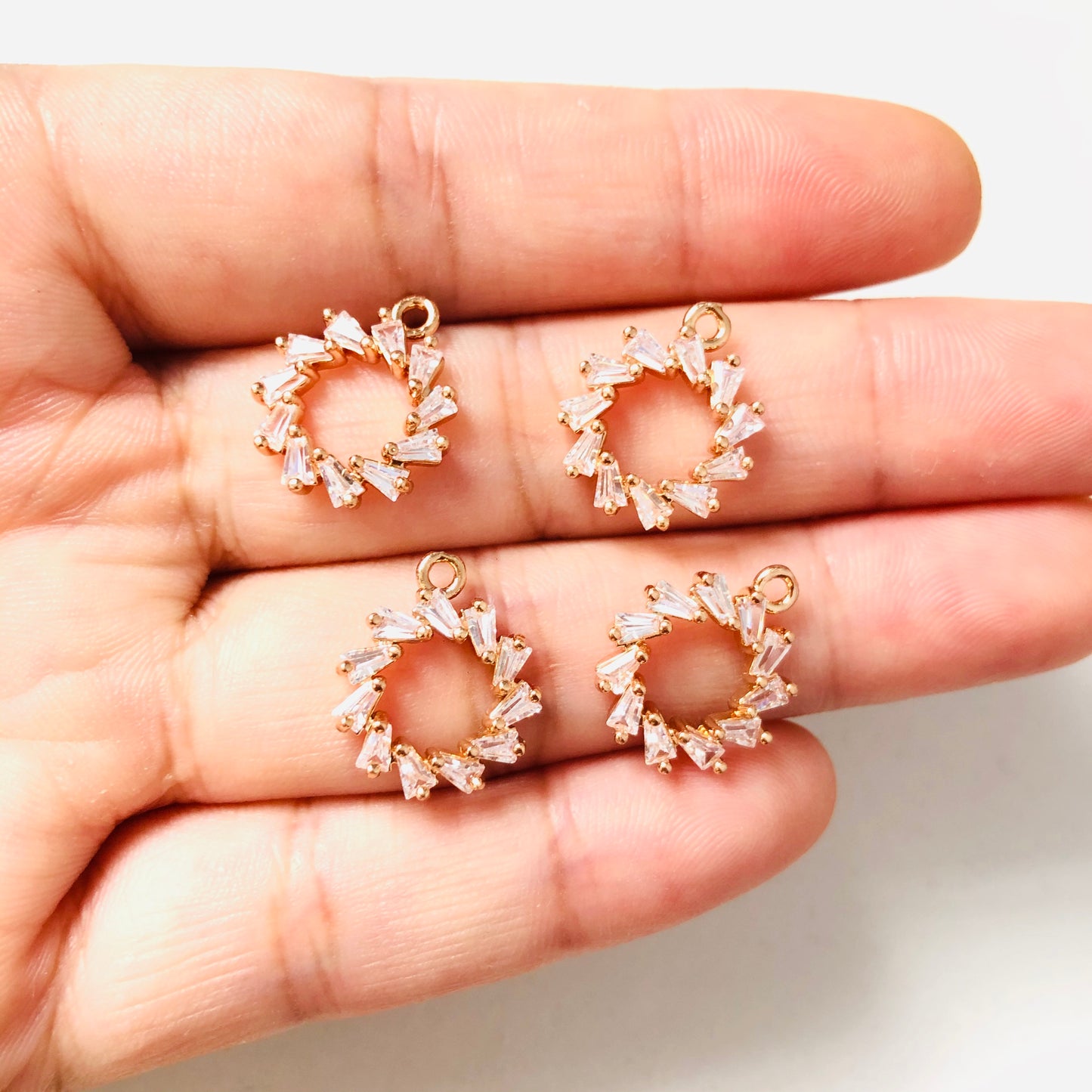 10pcs/lot 15*13mm CZ Paved Circle Charms CZ Paved Charms Small Sizes Charms Beads Beyond