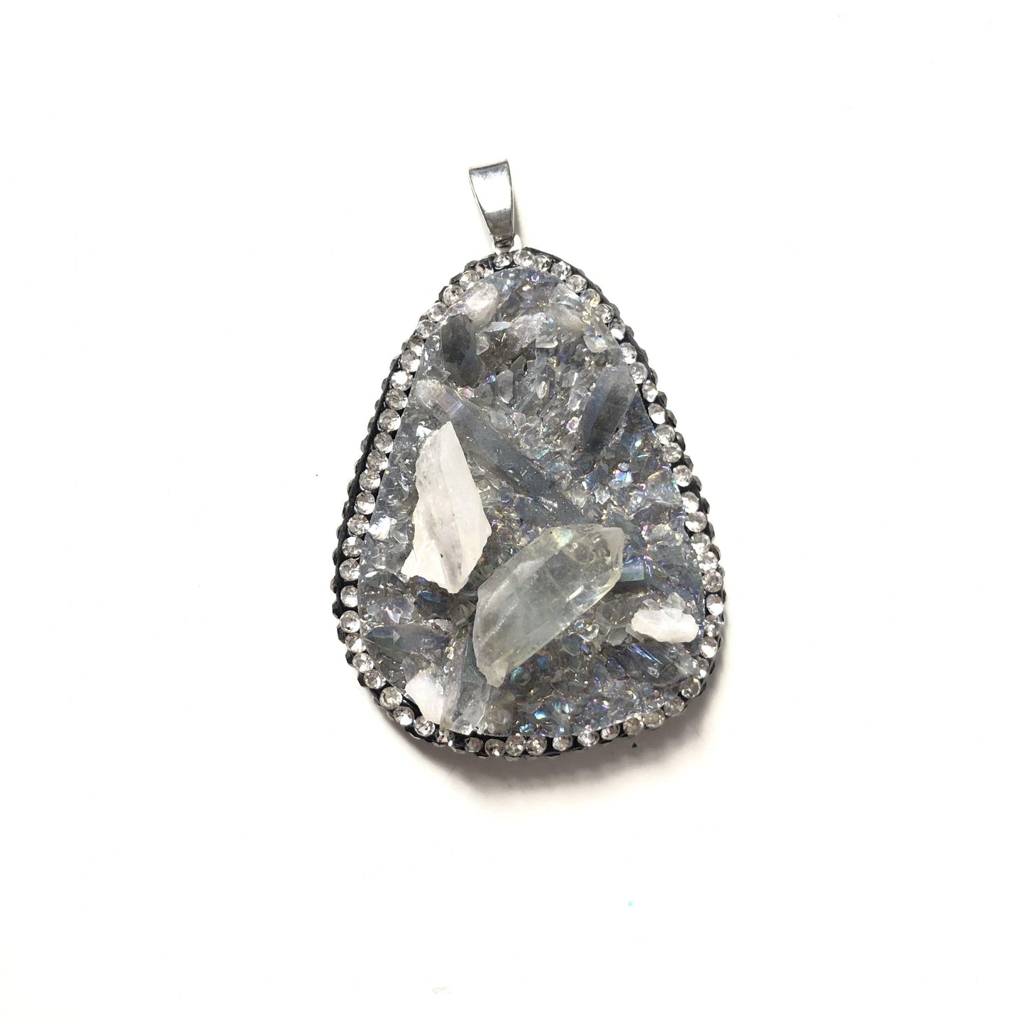 5pcs/lot 44-48mm Water Drop Natural Quartz Charm Grey Stone Charms Charms Beads Beyond