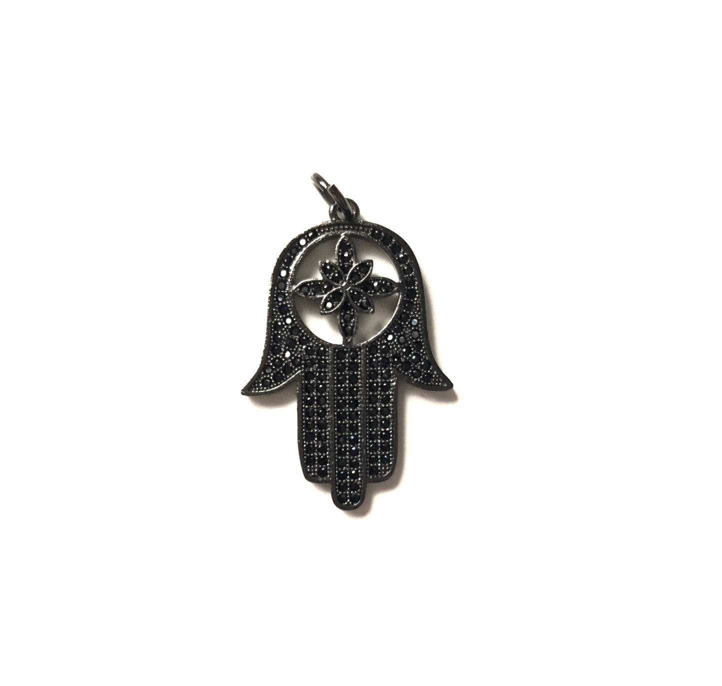 5-10pcs/lot 35*22mm CZ Paved Big Size Hamsa Charms Black on Black CZ Paved Charms Hamsa Large Sizes Charms Beads Beyond