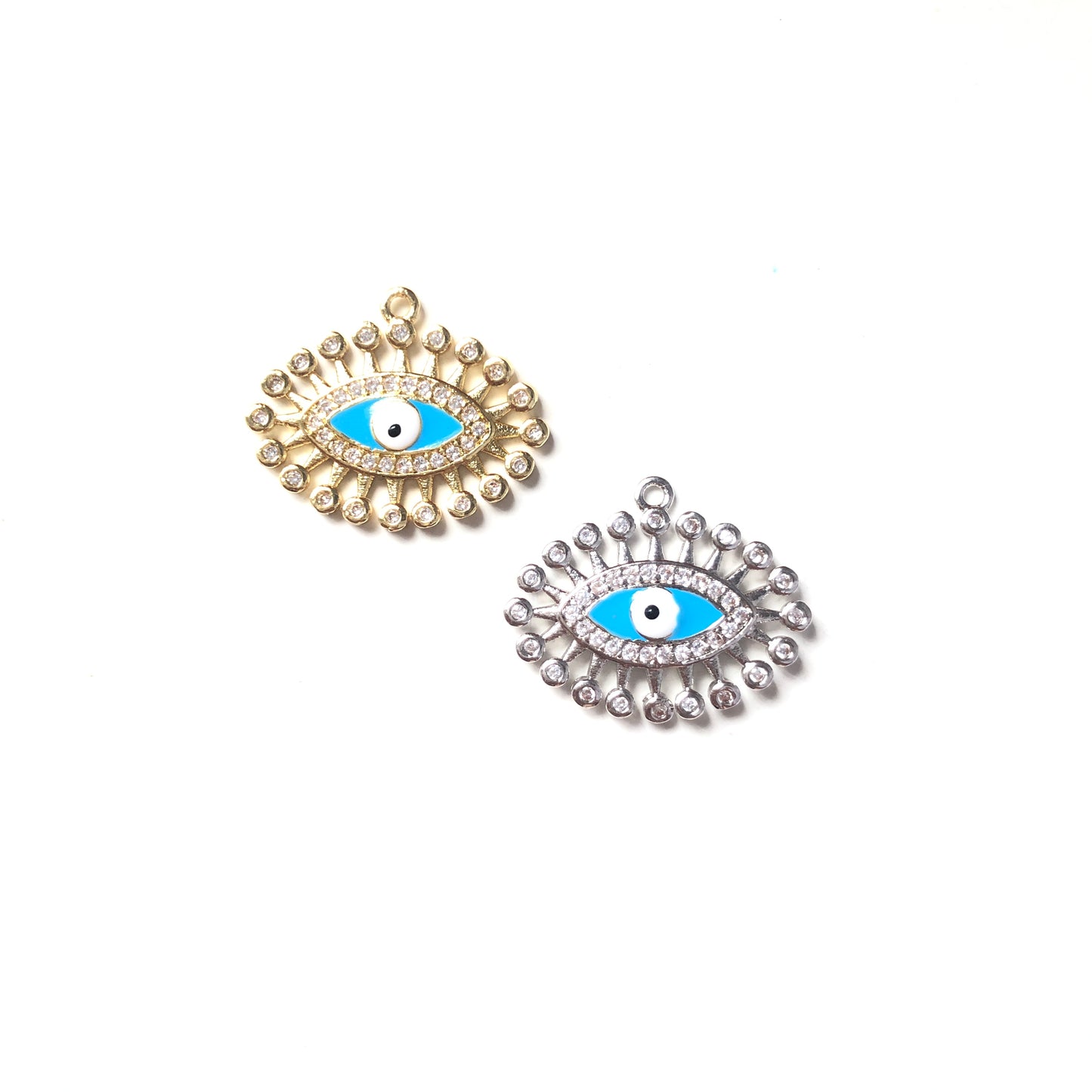 10pcs/lot 18.3*22.6mm CZ Paved Evil Eye Charms CZ Paved Charms Evil Eyes Charms Beads Beyond