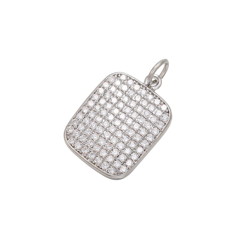 10pcs/lot 23*14mm Full CZ Paved Square Charms Silver CZ Paved Charms Charms Beads Beyond