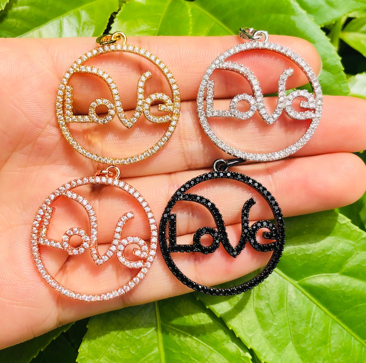 10pcs/lot 28mm CZ Paved LOVE Charms Mix Color CZ Paved Charms Love Letters Charms Beads Beyond