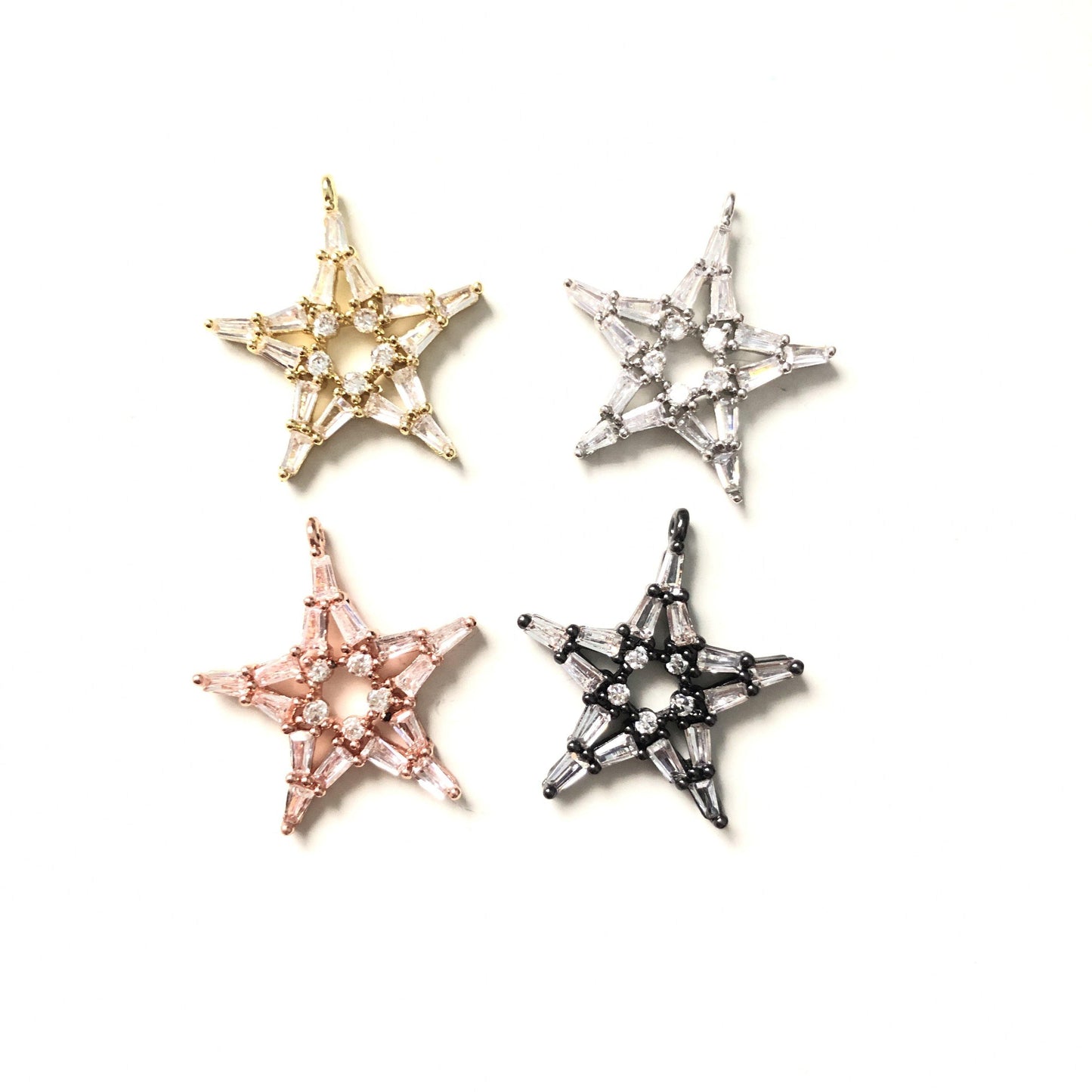 10pcs/lot 24.5*22mm Clear CZ Paved Star Charms CZ Paved Charms Sun Moon Stars Charms Beads Beyond