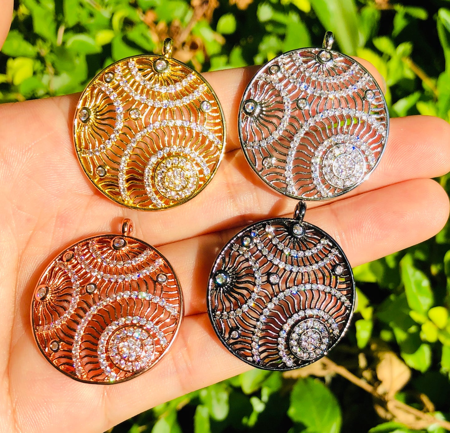 5-10pcs/lot 29*33mm CZ Paved Big Size Galaxy Charms Mix Colors CZ Paved Charms Large Sizes Charms Beads Beyond