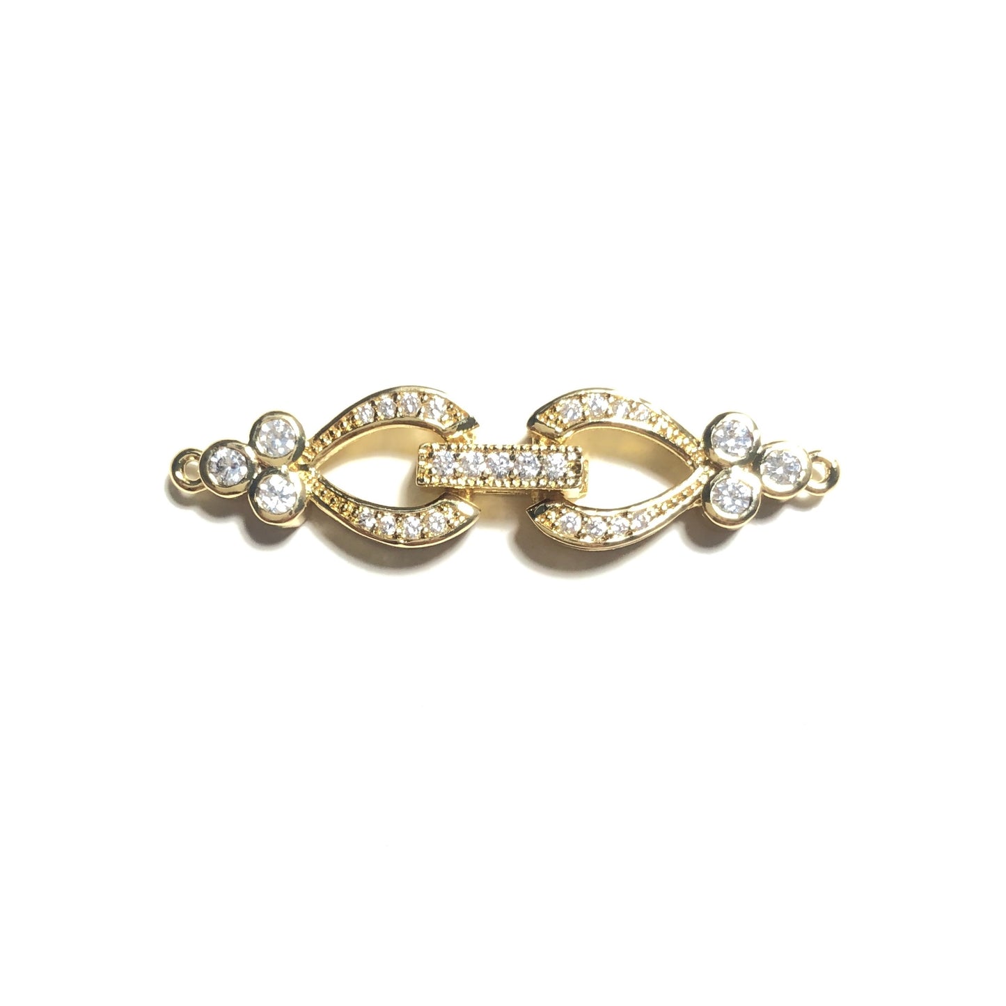 10pcs/lot 40*9.5mm CZ Paved Chain Connectors Gold CZ Paved Connectors Chain Charms Beads Beyond