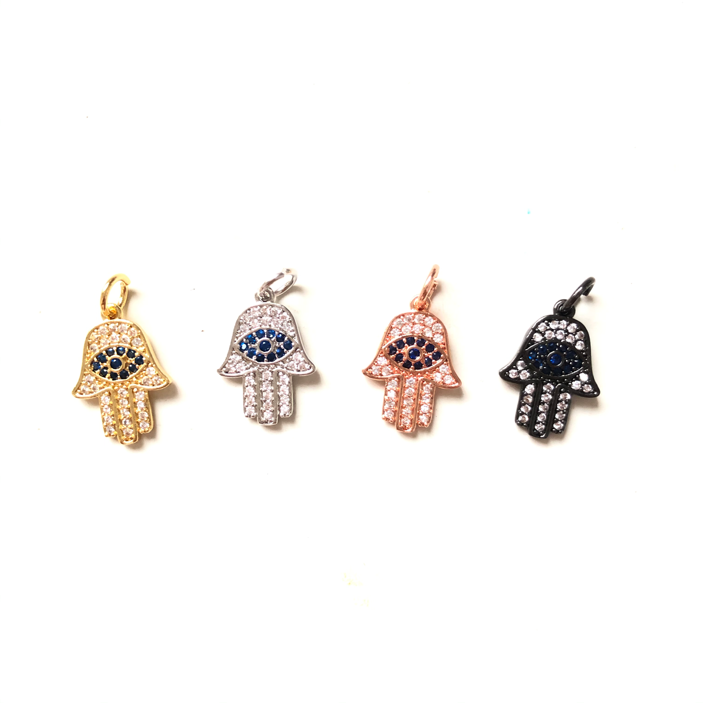 10pcs/lot 15.5*10.5mm CZ Paved Hamsa Charms Mix Color CZ Paved Charms Hamsa Charms Beads Beyond