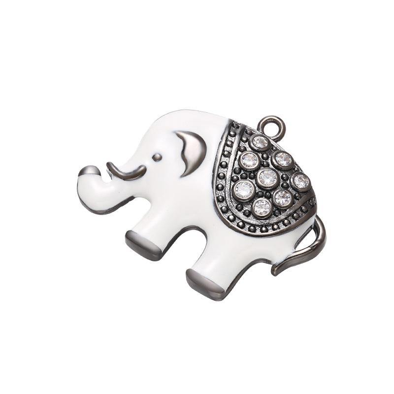 10pcs/lot 32*25mm CZ Paved White Elephant Charms Black CZ Paved Charms Animals & Insects Charms Beads Beyond