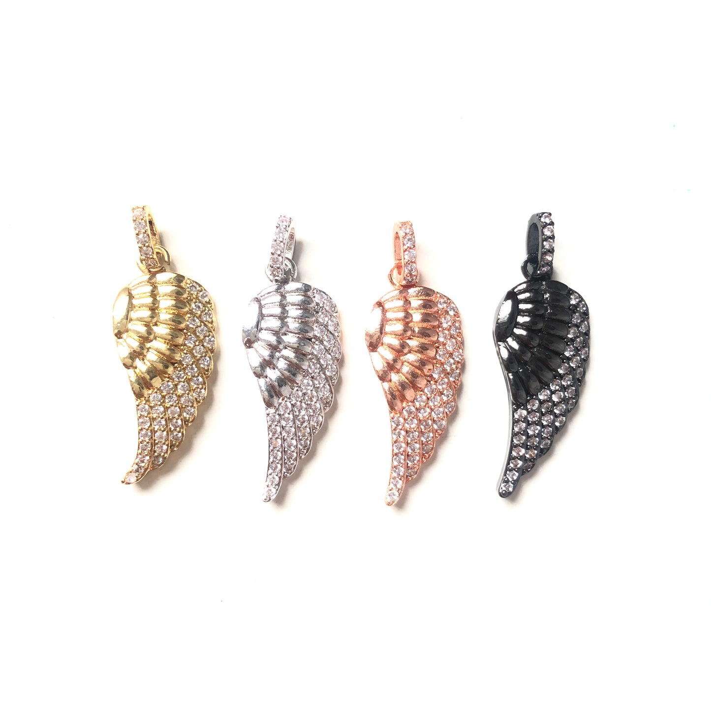 10pcs/lot 38*13mm CZ Paved Wing Charms CZ Paved Charms Wings Charms Beads Beyond