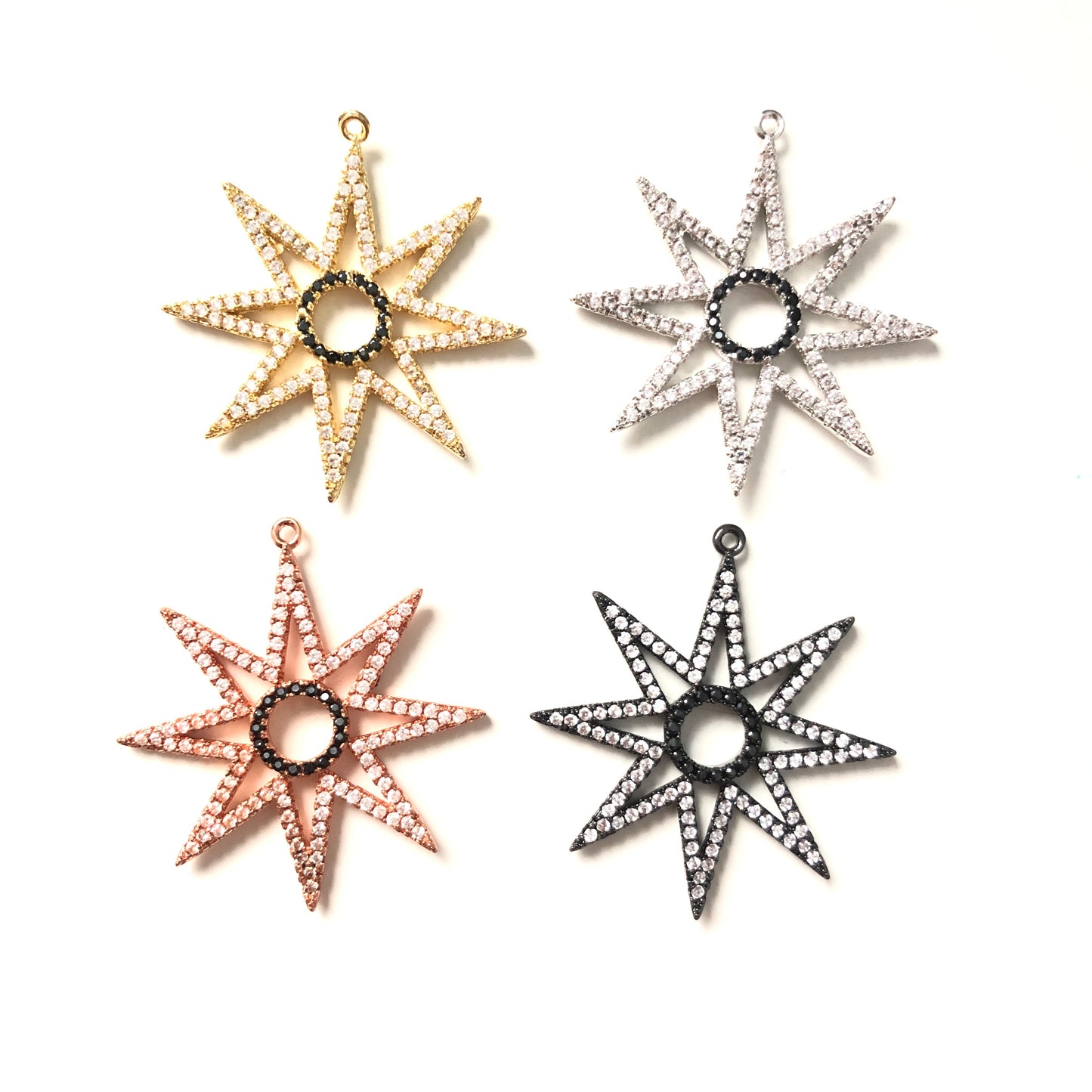 10pcs/lot 35*37mm CZ Paved Star Charms CZ Paved Charms Large Sizes Sun Moon Stars Charms Beads Beyond