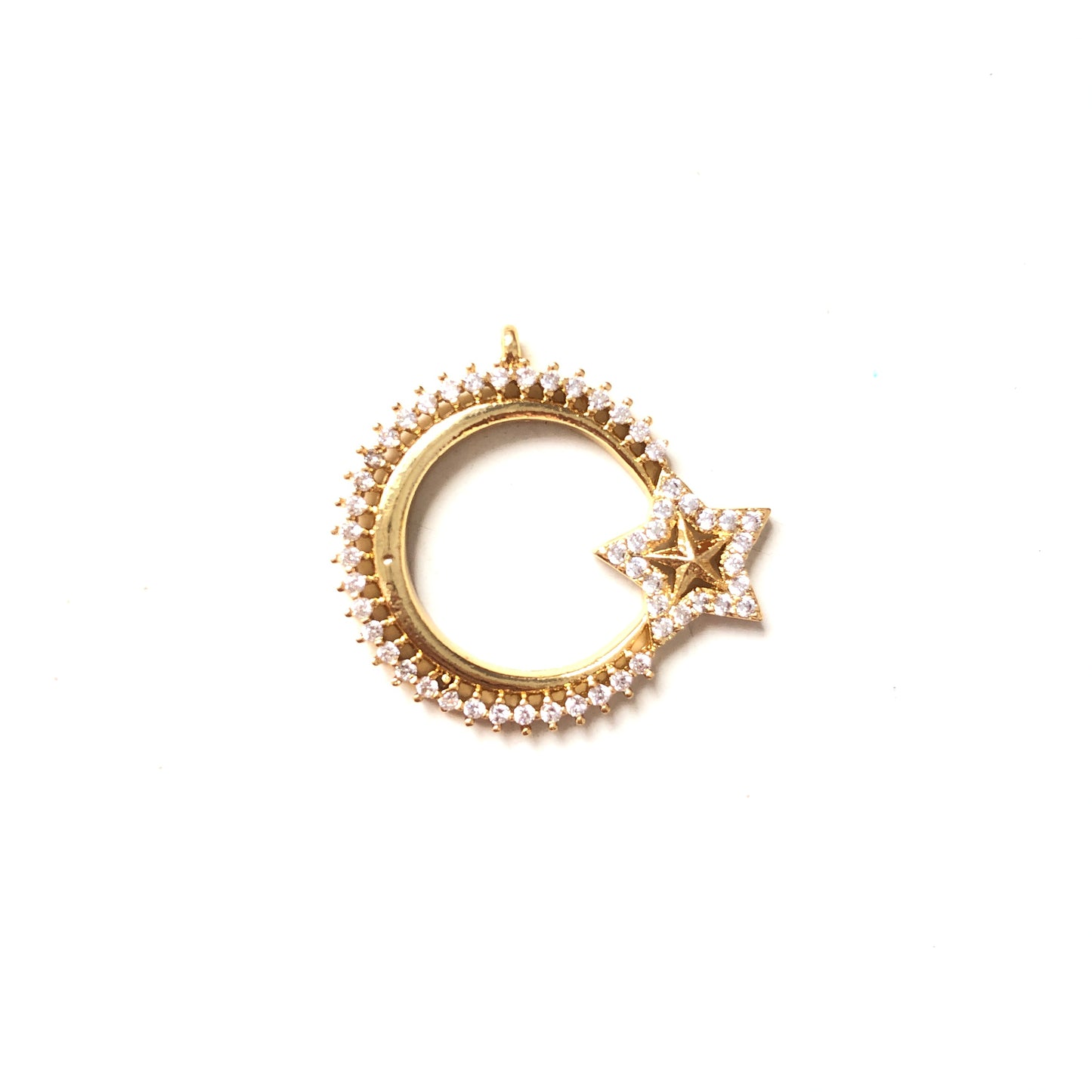 5-10pcs/lot 32*30mm CZ Paved Circle Star Charms Gold CZ Paved Charms Large Sizes Sun Moon Stars Charms Beads Beyond