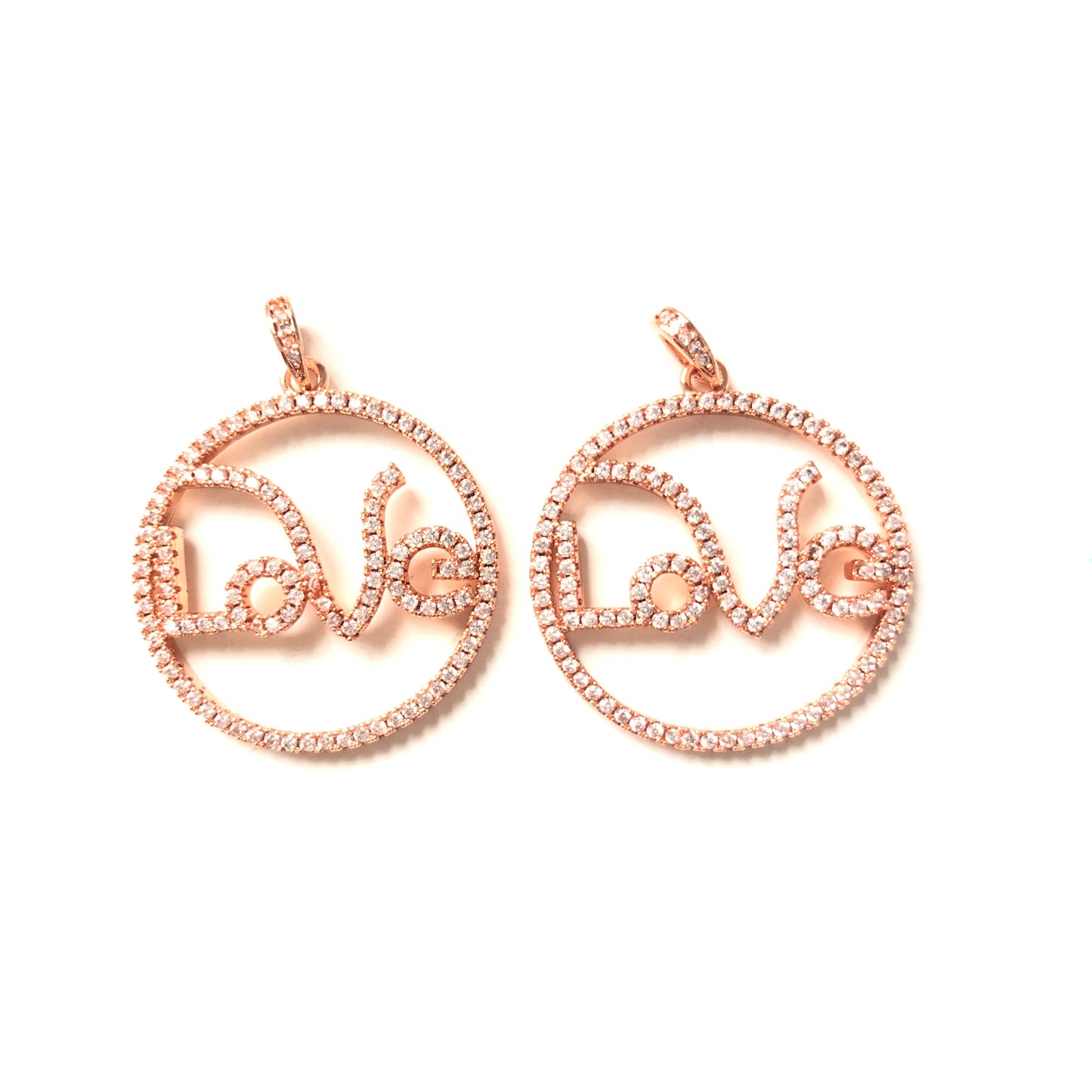 10pcs/lot 28mm CZ Paved LOVE Charms Rose Gold CZ Paved Charms Love Letters Charms Beads Beyond