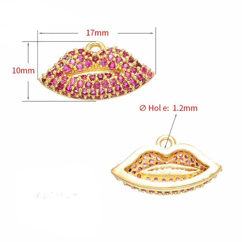 10pcs/lot 17*10mm CZ Paved Lip Charms CZ Paved Charms Fashion Small Sizes Charms Beads Beyond