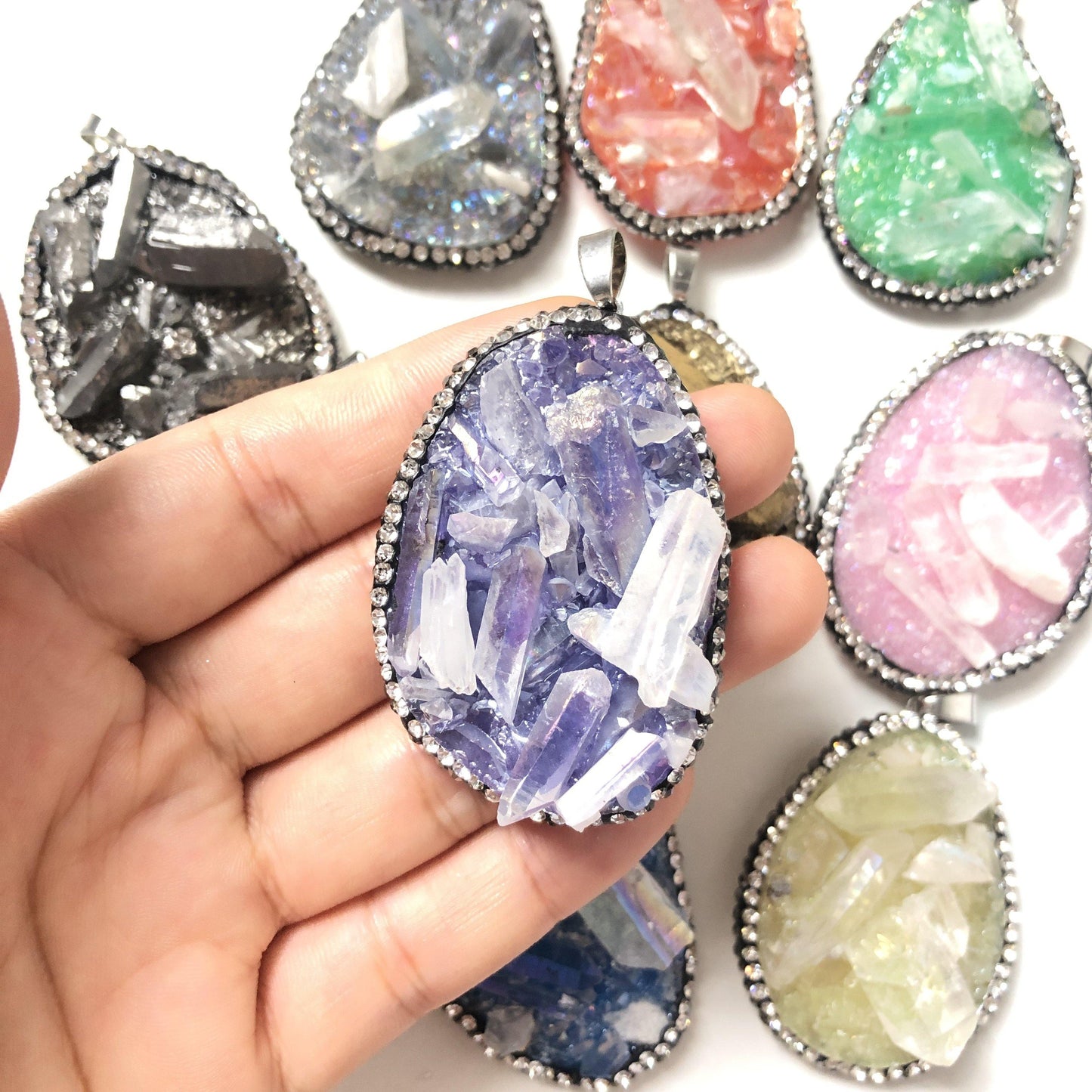 5pcs/lot 44-48mm Water Drop Natural Quartz Charm Stone Charms Charms Beads Beyond