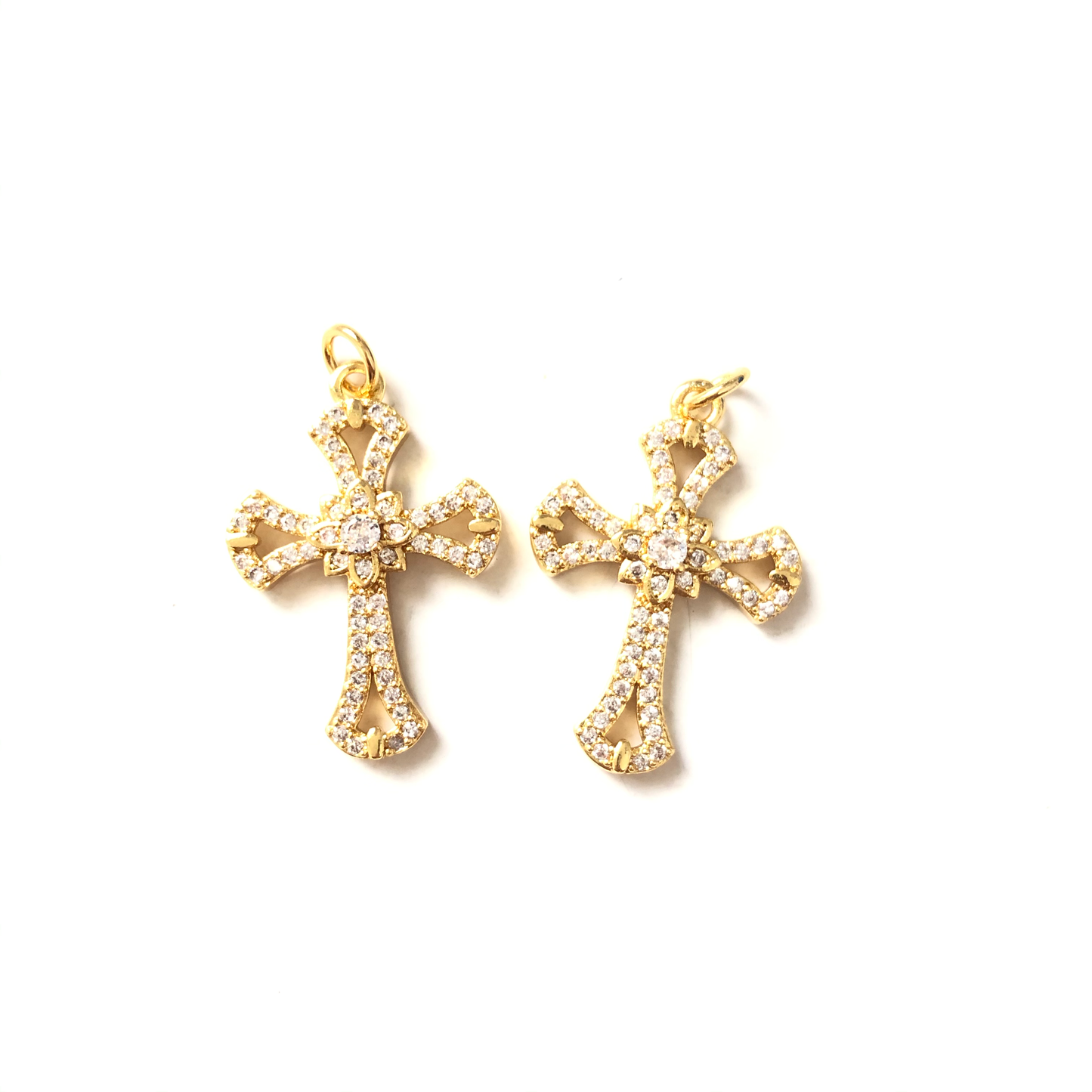 10pcs/lot 25*19mm CZ Paved Cross Charms Gold CZ Paved Charms Crosses Charms Beads Beyond