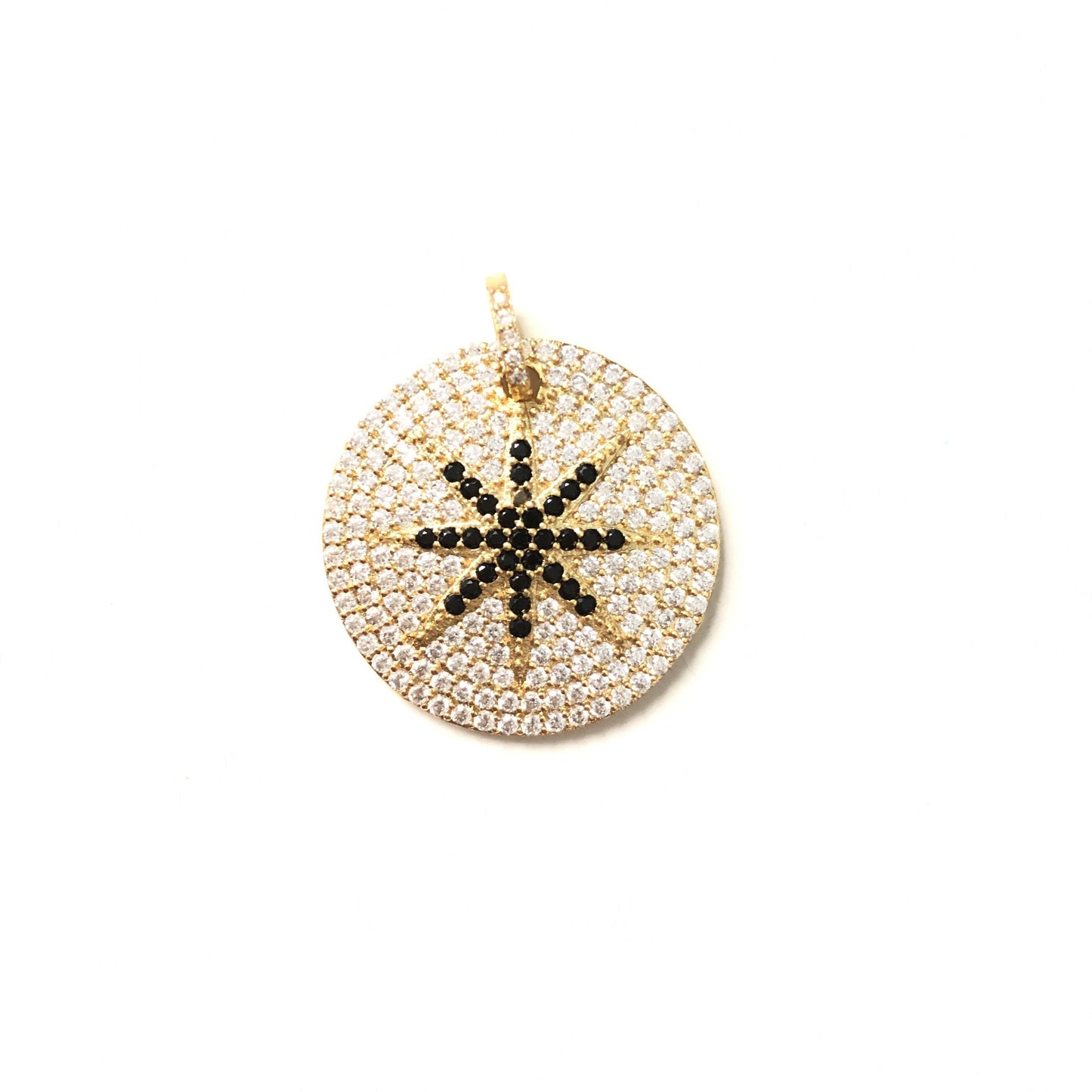 5-10pcs/lot 28*28mm CZ Paved Big Size Star Round Charms Gold CZ Paved Charms Large Sizes Charms Beads Beyond
