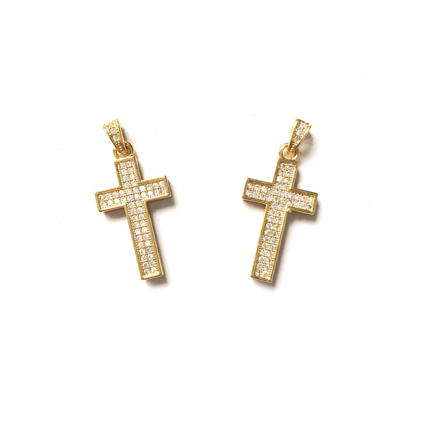 10pcs/lot 25*13mm CZ Paved Cross Charms Gold CZ Paved Charms Crosses Charms Beads Beyond