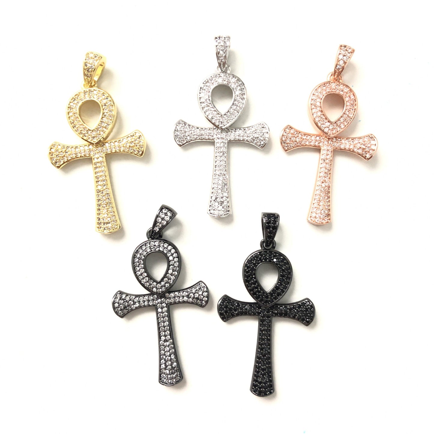 10pcs/lot 45*23.3mm CZ Paved Ankh Charms CZ Paved Charms ANKH Symbols Charms Beads Beyond