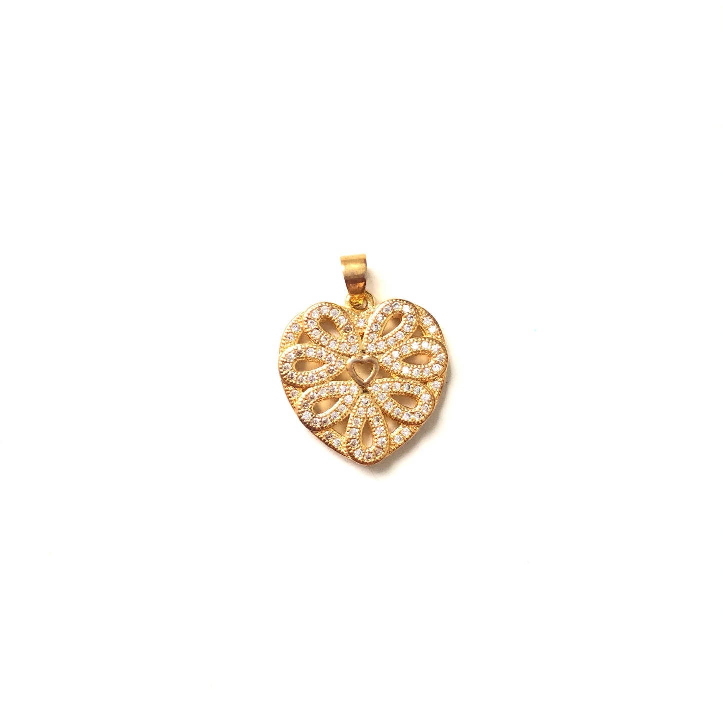 10pcs/lot 19*19mm CZ Paved Heart Charms Gold CZ Paved Charms Hearts Charms Beads Beyond