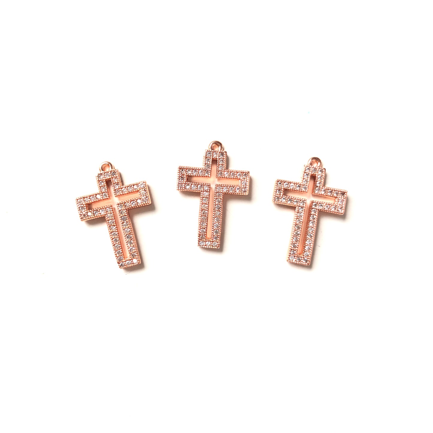 10pcs/lot 24*13mm CZ Paved Cross Charms Rose Gold CZ Paved Charms Crosses Charms Beads Beyond