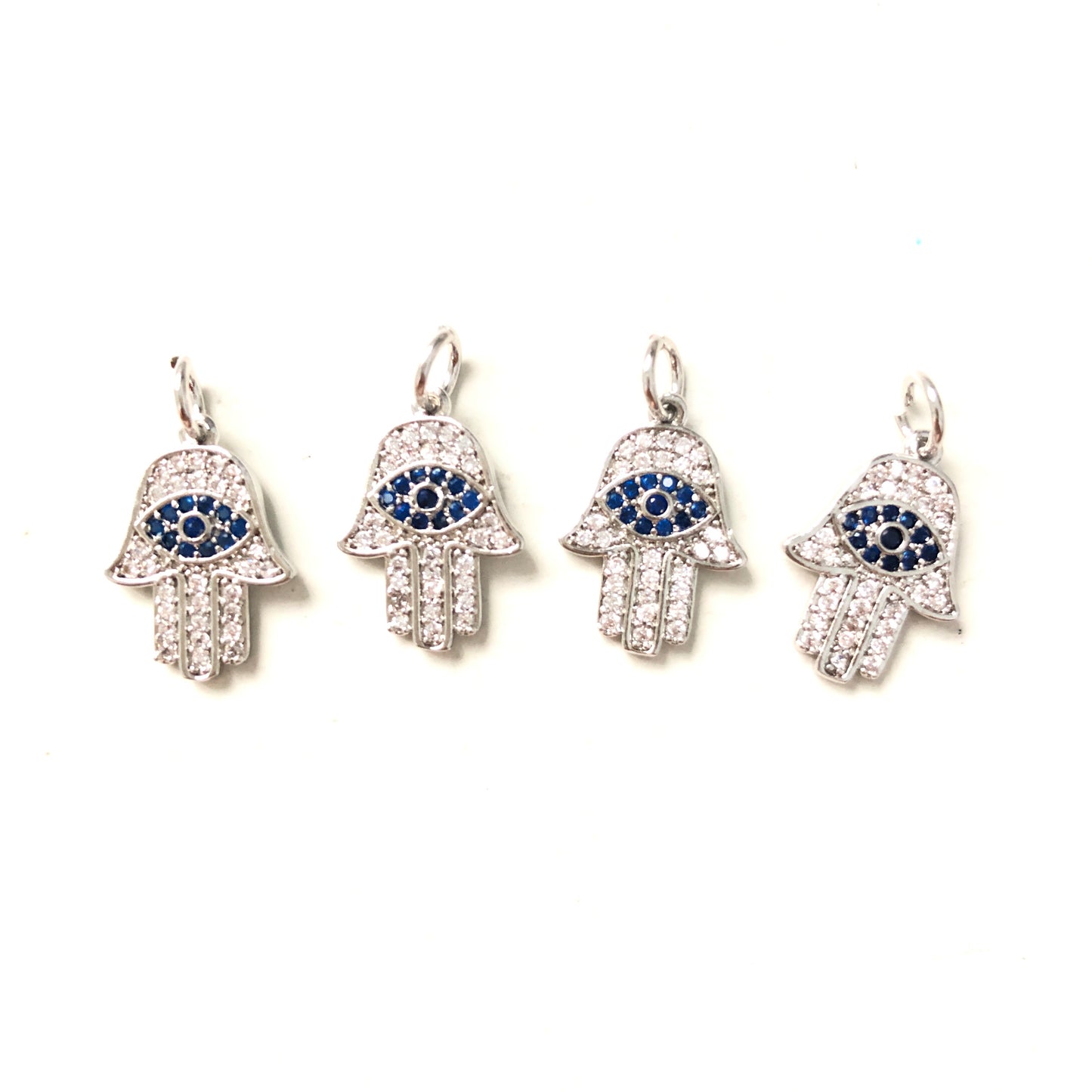 10pcs/lot 15.5*10.5mm CZ Paved Hamsa Charms Silver CZ Paved Charms Hamsa Charms Beads Beyond