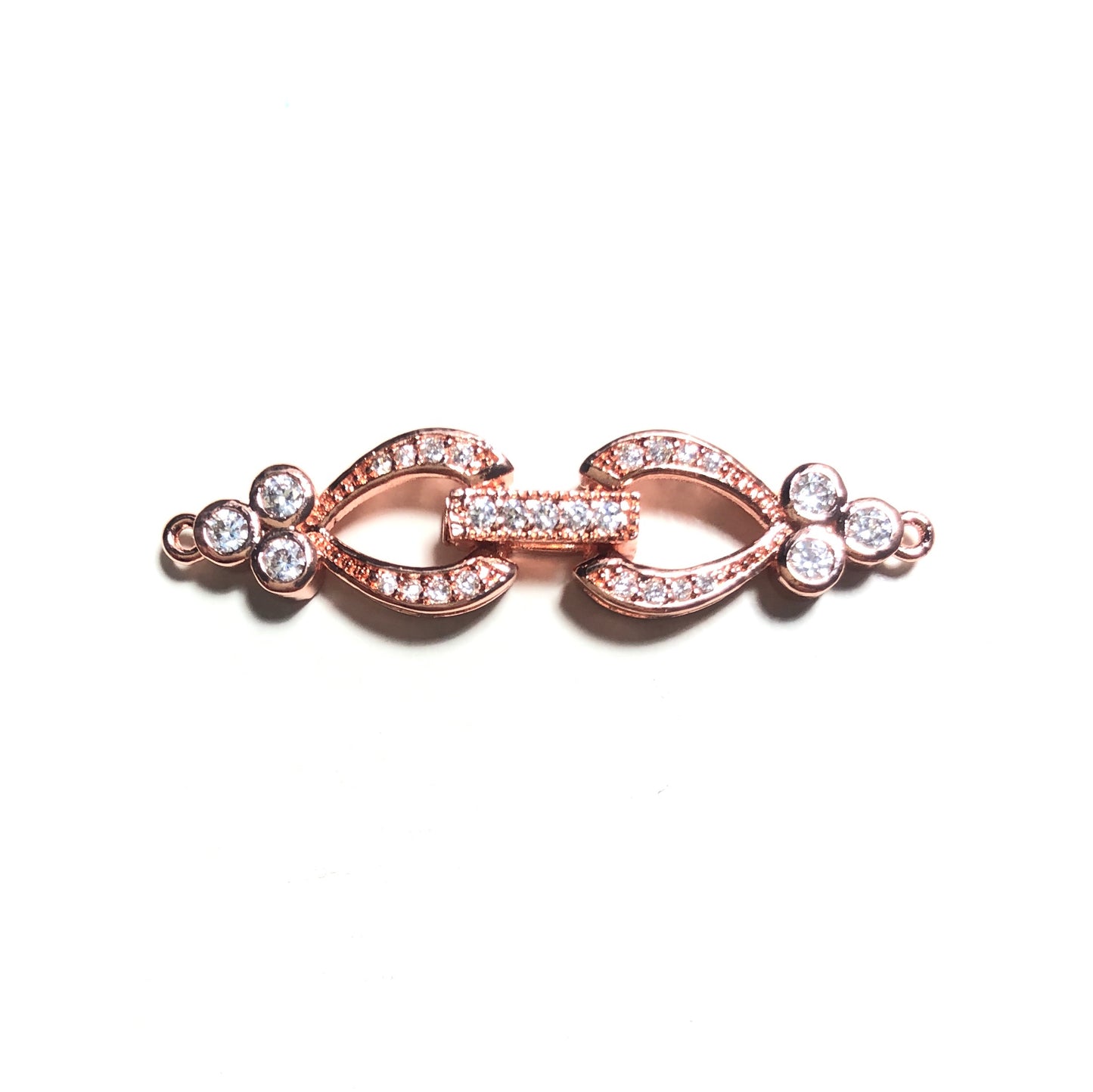 10pcs/lot 40*9.5mm CZ Paved Chain Connectors Rose Gold CZ Paved Connectors Chain Charms Beads Beyond