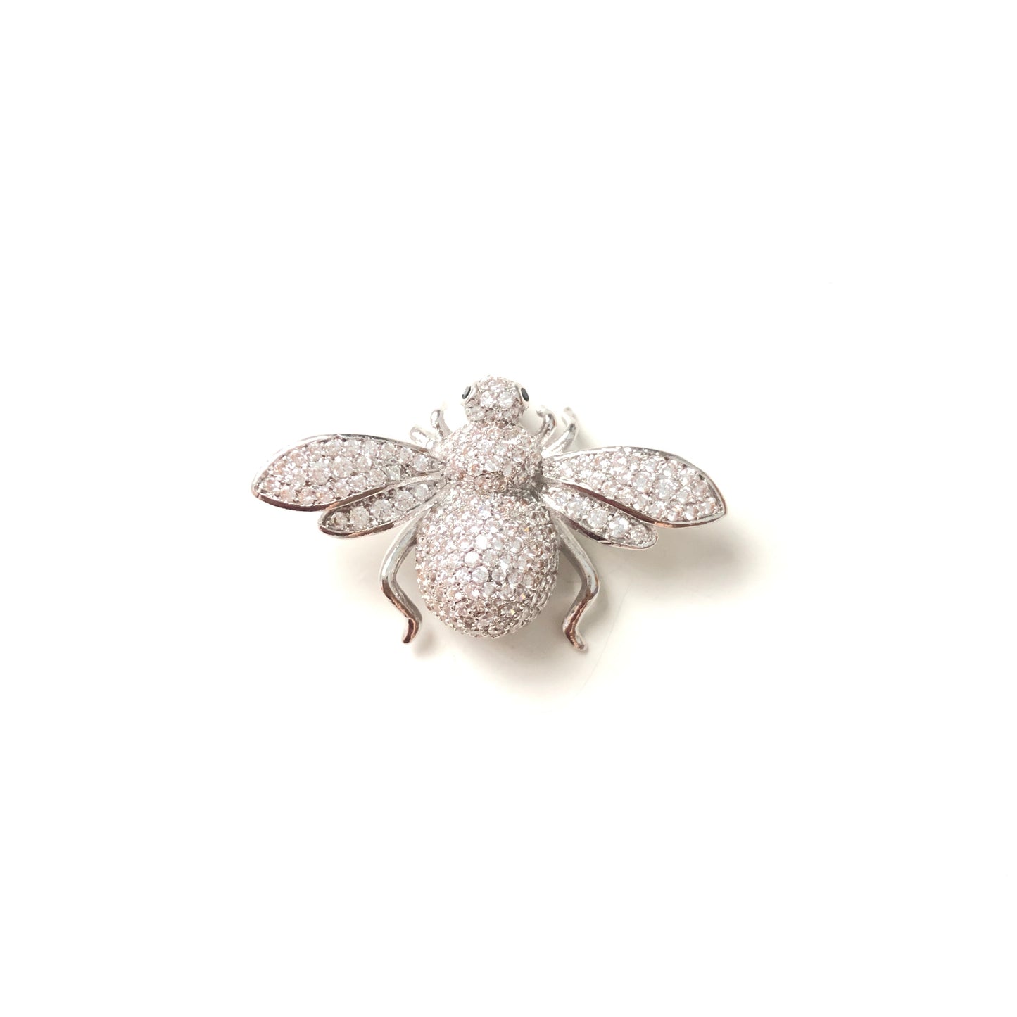 5pcs/lot 35*20mm CZ Paved Queen Bee Charms Silver CZ Paved Charms Large Sizes Charms Beads Beyond