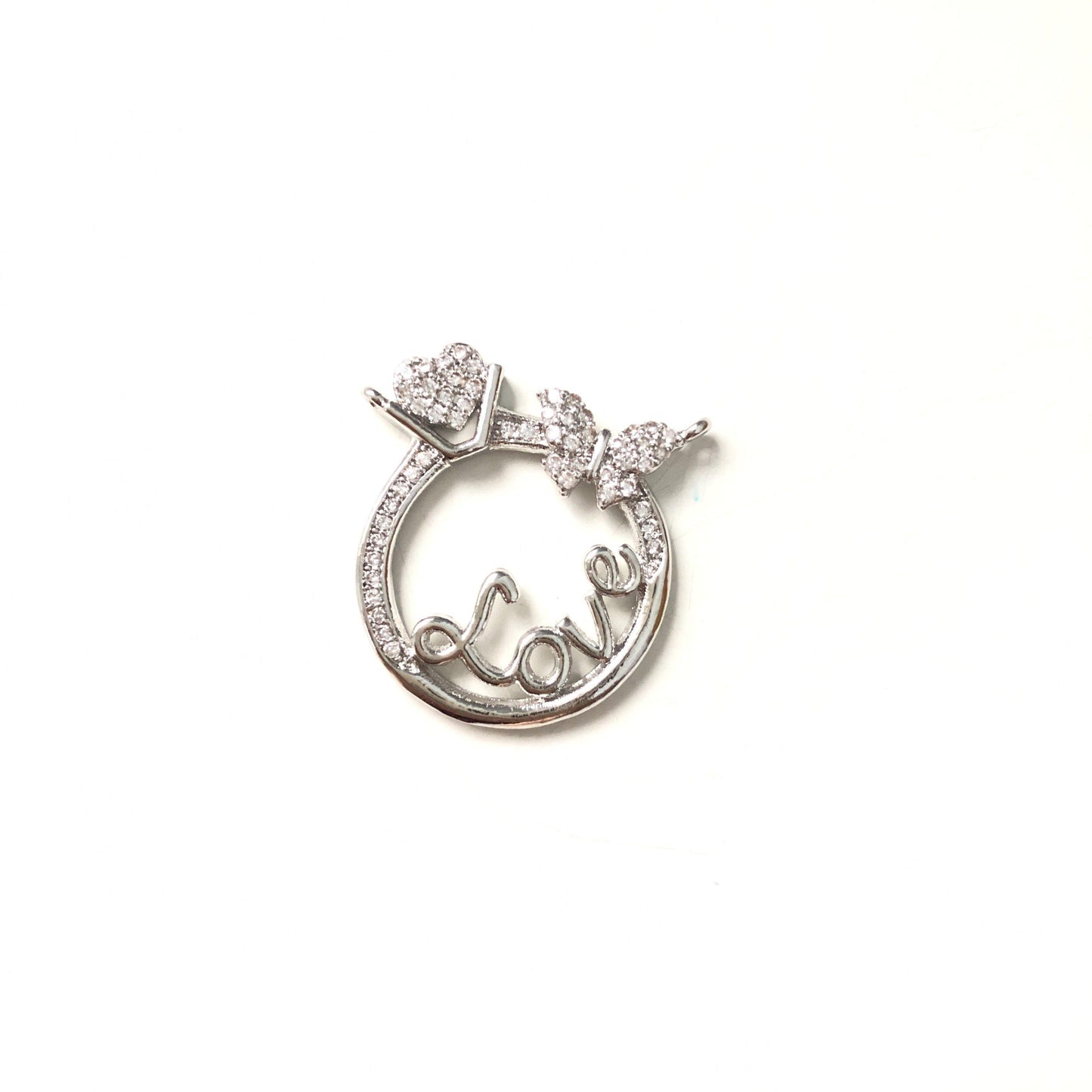 10pcs/lot 24*22mm Clear CZ Paved LOVE Charms Silver CZ Paved Charms Love Letters Charms Beads Beyond