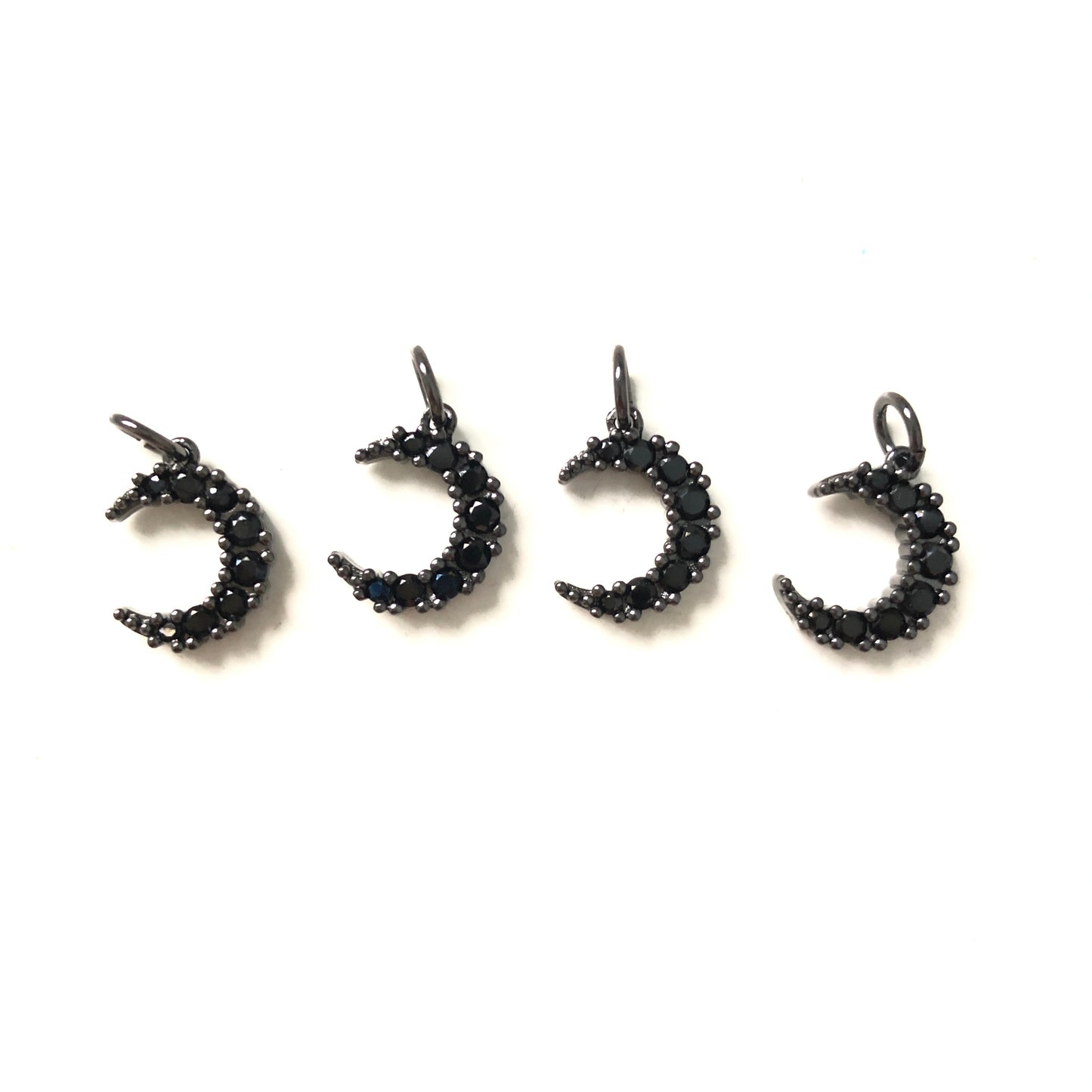 10pcs/lot 10*12.8mm CZ Paved Moon Charms Black CZ Paved Charms Small Sizes Sun Moon Stars Charms Beads Beyond