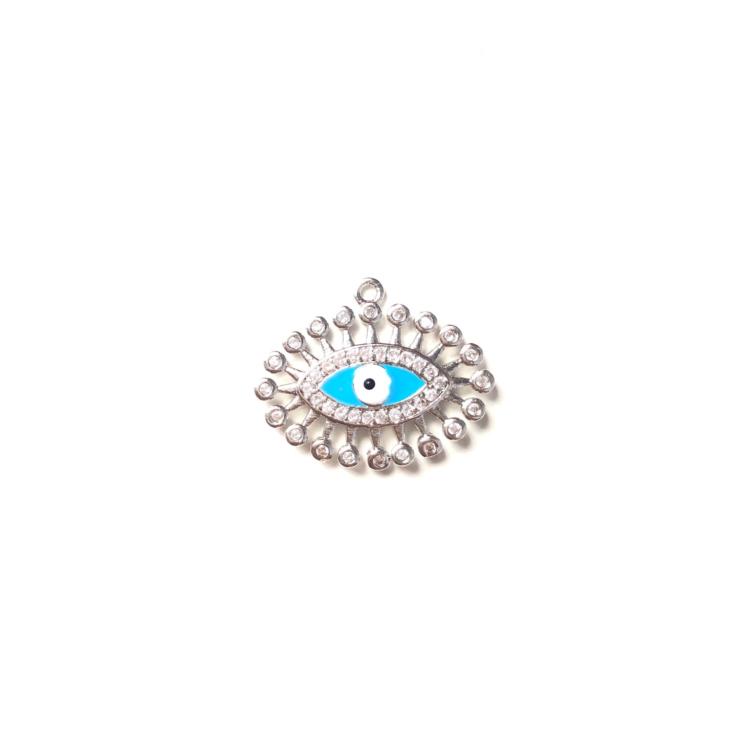 10pcs/lot 18.3*22.6mm CZ Paved Evil Eye Charms Silver CZ Paved Charms Evil Eyes Charms Beads Beyond