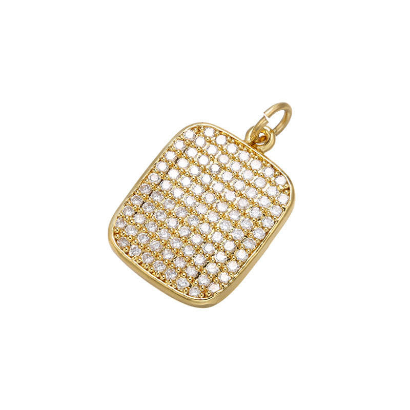 10pcs/lot 23*14mm Full CZ Paved Square Charms Gold CZ Paved Charms Charms Beads Beyond