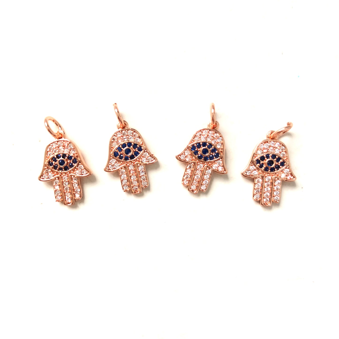 10pcs/lot 15.5*10.5mm CZ Paved Hamsa Charms Rose Gold CZ Paved Charms Hamsa Charms Beads Beyond
