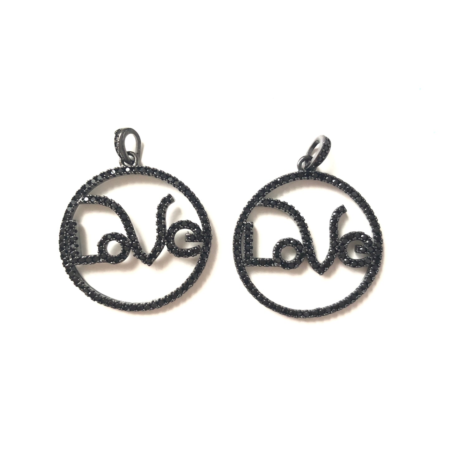 10pcs/lot 28mm CZ Paved LOVE Charms Black CZ Paved Charms Love Letters Charms Beads Beyond