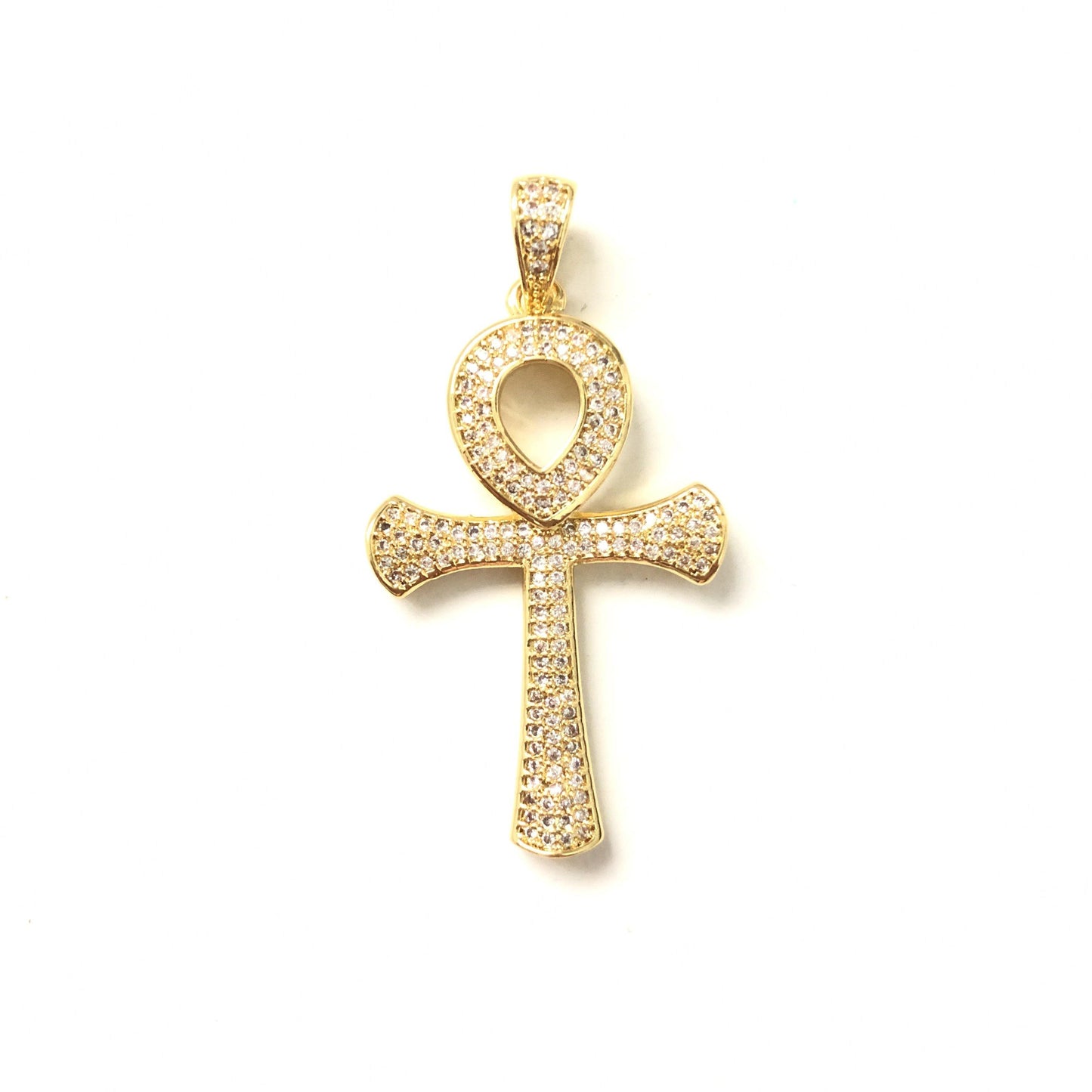 10pcs/lot 45*23.3mm CZ Paved Ankh Charms Gold CZ Paved Charms ANKH Symbols Charms Beads Beyond