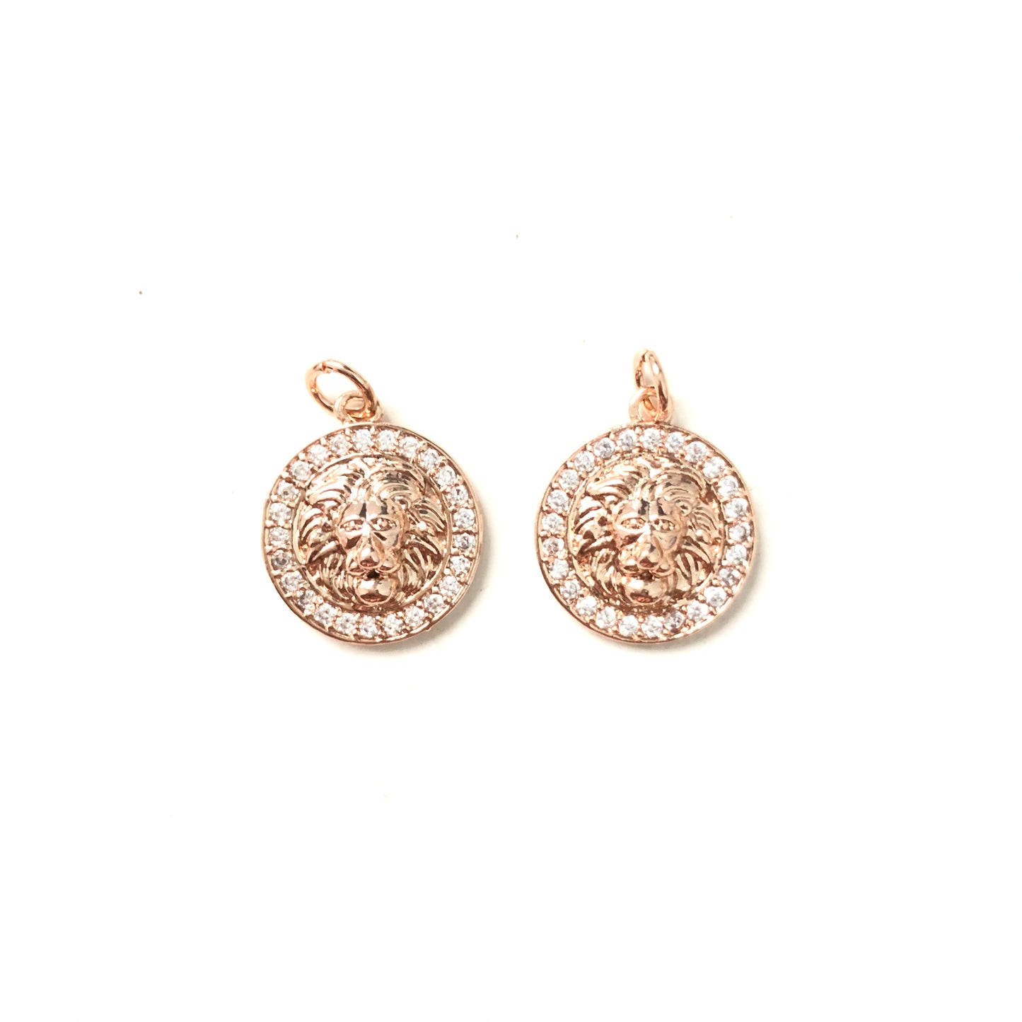 10pcs/lot 15mm CZ Paved Lion Charms Rose Gold CZ Paved Charms Animals & Insects Charms Beads Beyond
