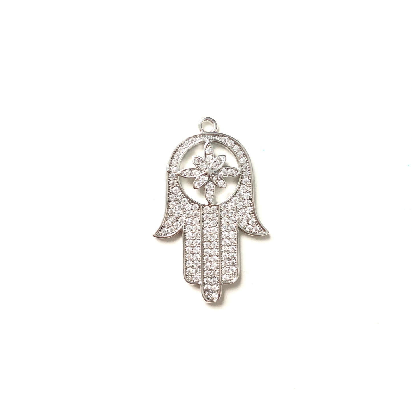 5-10pcs/lot 35*22mm CZ Paved Big Size Hamsa Charms Silver CZ Paved Charms Hamsa Large Sizes Charms Beads Beyond