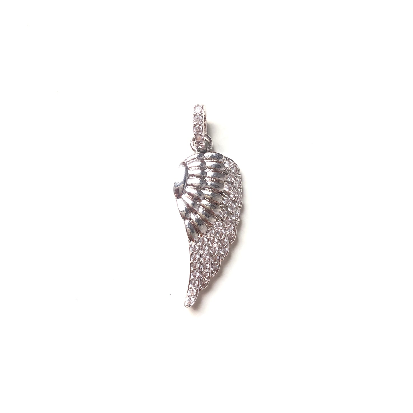10pcs/lot 38*13mm CZ Paved Wing Charms Silver CZ Paved Charms Wings Charms Beads Beyond