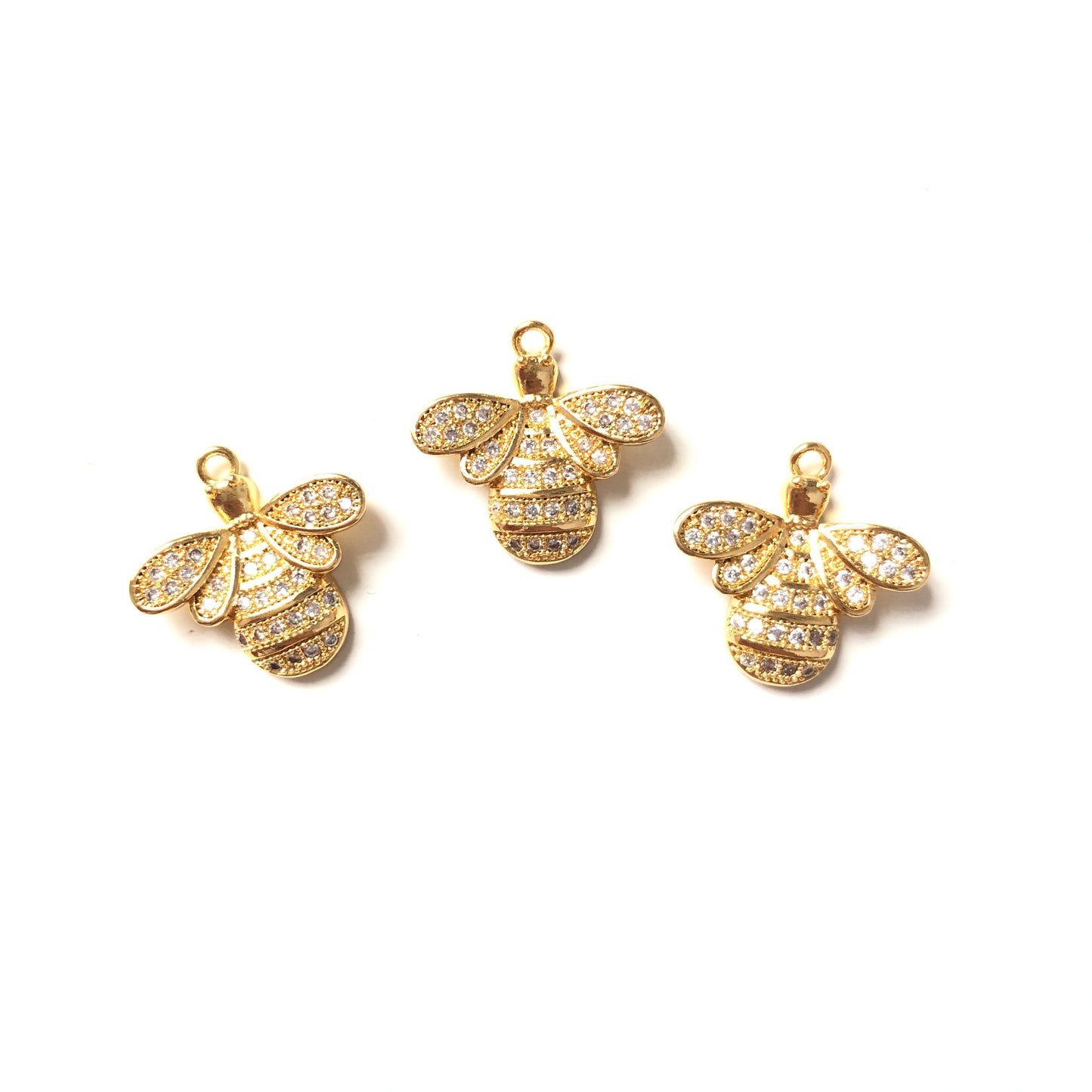 10pcs/lot 17*17mm CZ Paved Small Bee Charms Gold CZ Paved Charms Animals & Insects Charms Beads Beyond