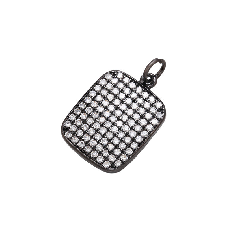 10pcs/lot 23*14mm Full CZ Paved Square Charms Black CZ Paved Charms Charms Beads Beyond